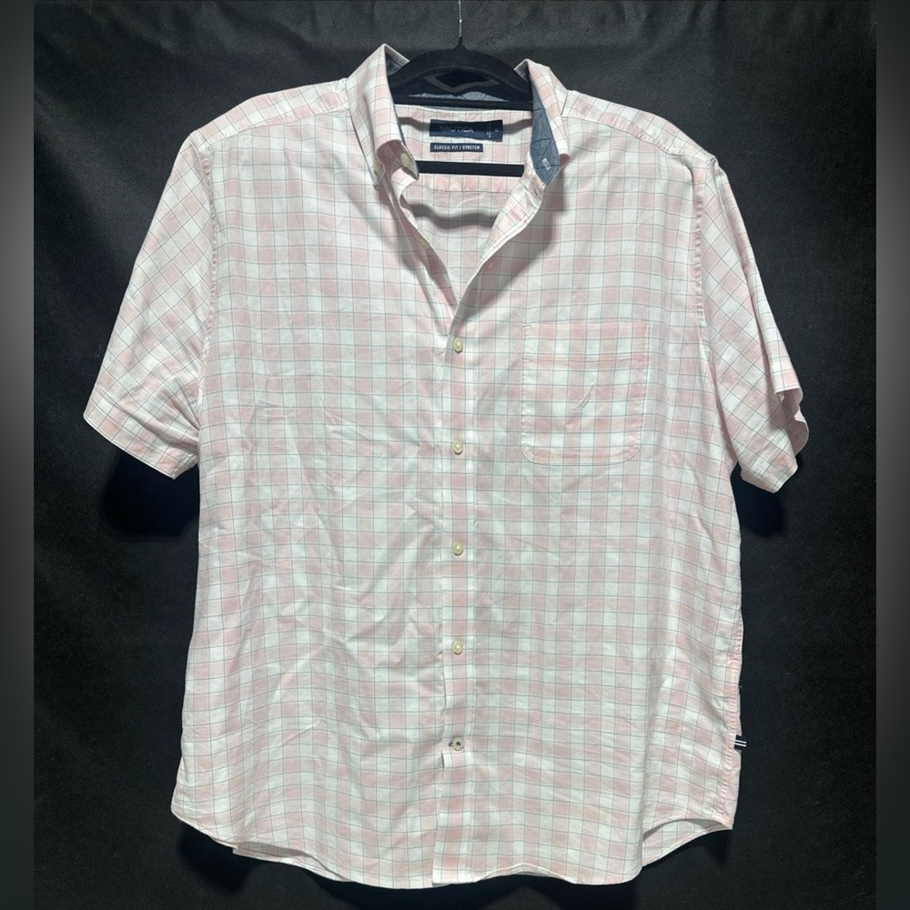 NAUTICA PINK XL CLASSIC FIT STRETCH SHORT SLEEVE BUTTON Down SHIRT MENS